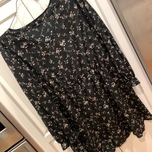 SHEIN Curve long sleeve dress. Elastic waist. Black w/floral pattern. Size 3XL
